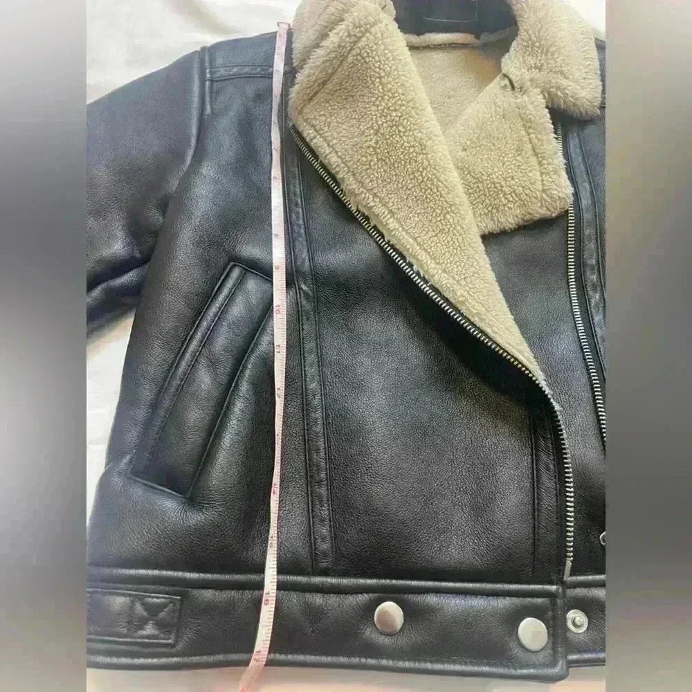 Zara Girls Combo Double Faced Biker Moto Jacket Black Cream - Picture 9 of 10